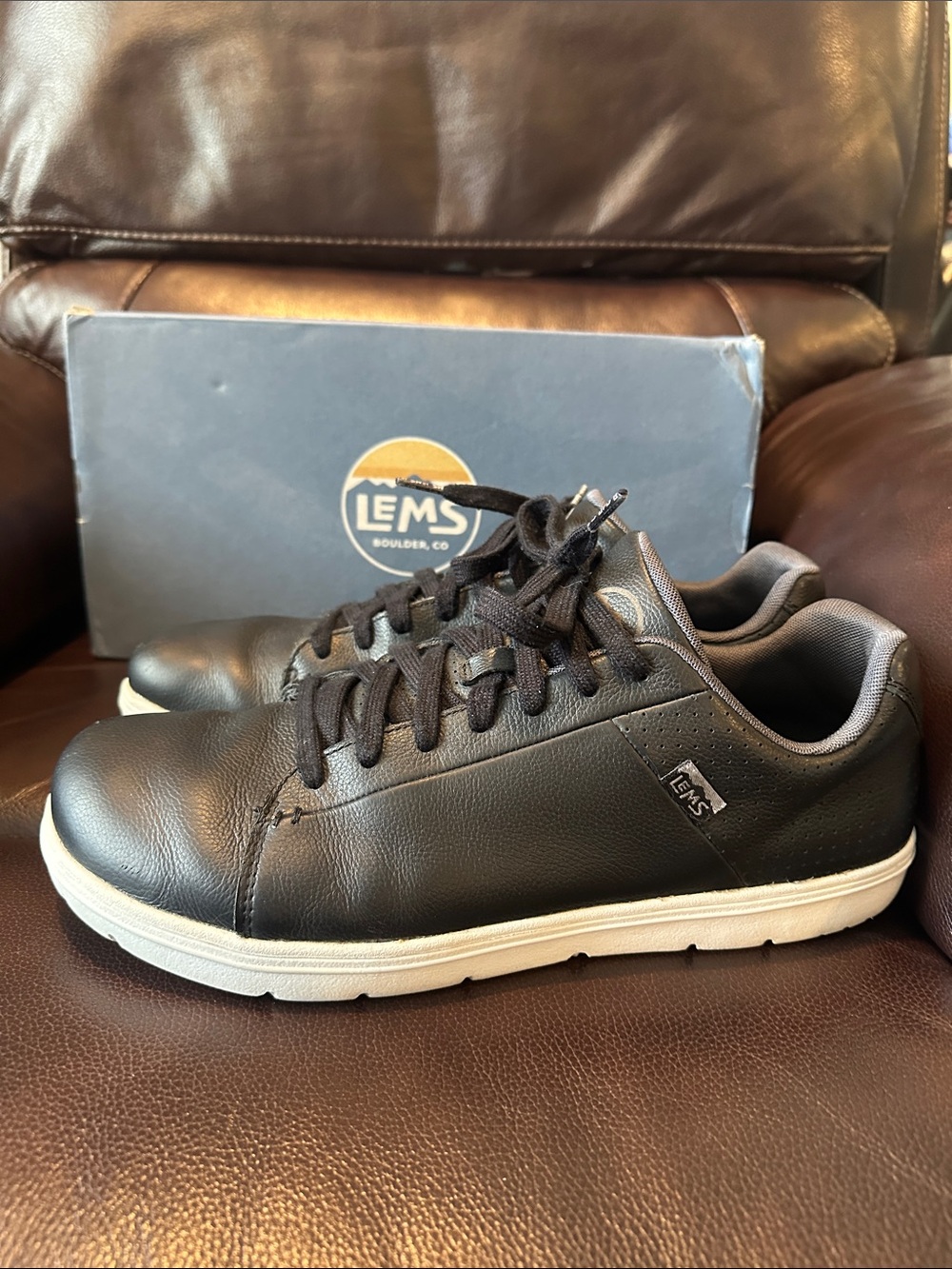 Lems Kourt Black Leather Minimalist Sneaker size 13